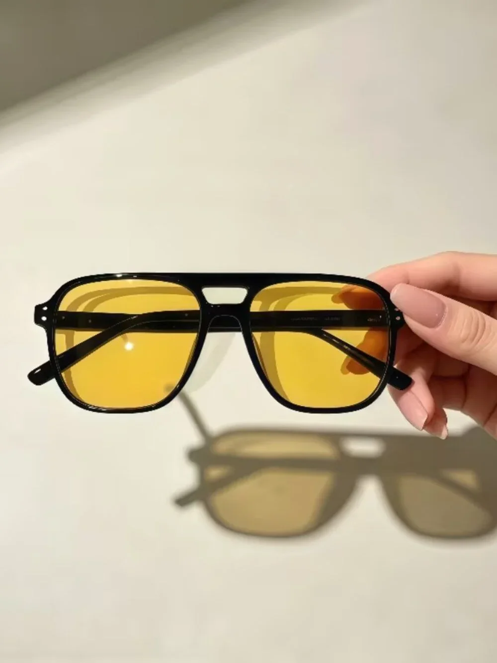 Black & Amber Rectangular Aviator Sunglasses BRAND-NEW!